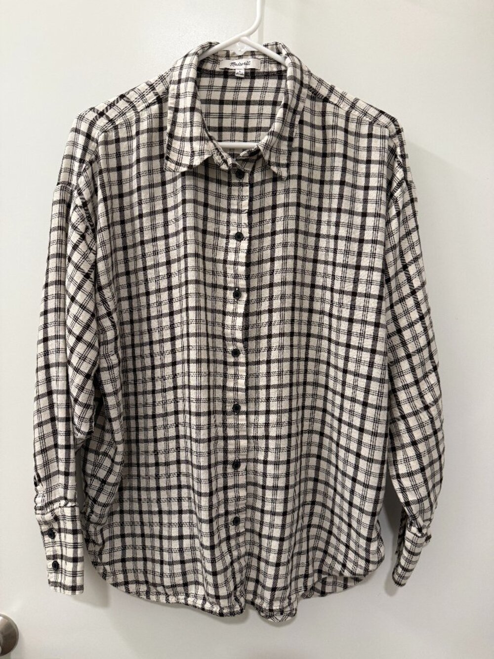 Madewell Heathered Flannel Dolman Button-Up Shirt - Large - Antique Cream (NWOT)